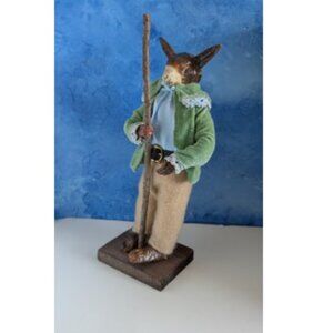 David Decamp- 10" Walking Stick Rabbit Statue